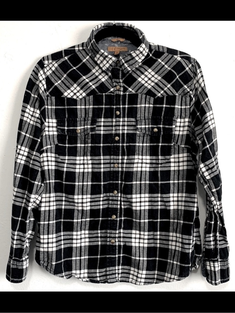 Jachs Girlfriend “Bea” 100% Cotton Plaid Flannel Snap-Up Shirt